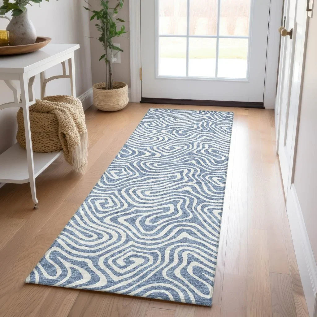 Raya Blue Washable Indoor-Outdoor Rug-Outdoor Rugs-LOOMLAN Rugs-LOOMLAN