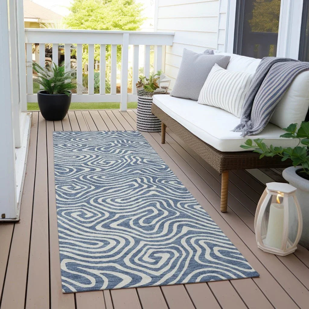 Raya Blue Washable Indoor-Outdoor Rug-Outdoor Rugs-LOOMLAN Rugs-LOOMLAN