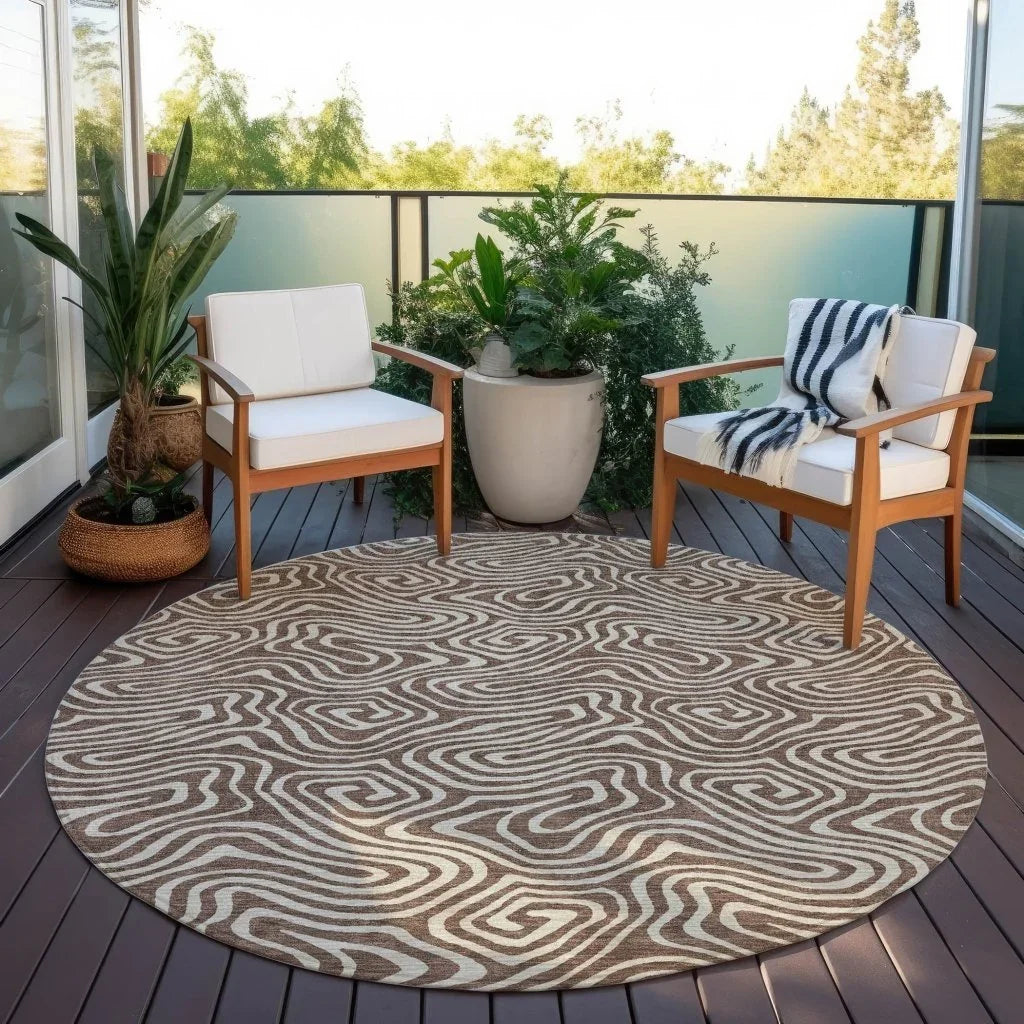 Raya Brown Washable Indoor-Outdoor Rug-Outdoor Rugs-LOOMLAN Rugs-LOOMLAN