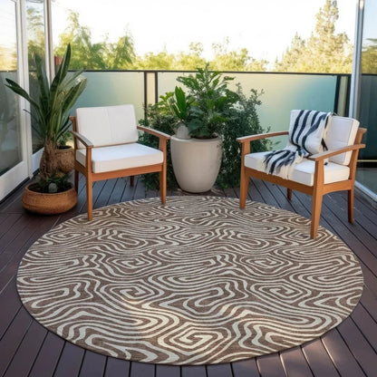 Raya Brown Washable Indoor-Outdoor Rug-Outdoor Rugs-LOOMLAN Rugs-LOOMLAN