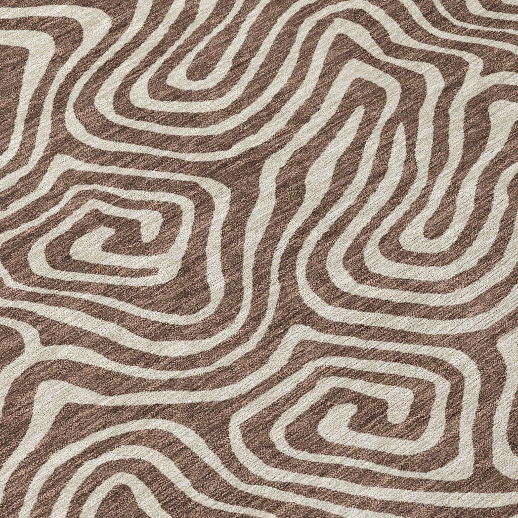 Raya Brown Washable Indoor-Outdoor Rug-Outdoor Rugs-LOOMLAN Rugs-LOOMLAN