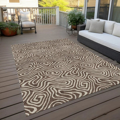 Raya Brown Washable Indoor-Outdoor Rug-Outdoor Rugs-LOOMLAN Rugs-LOOMLAN