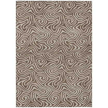 Raya Brown Washable Indoor-Outdoor Rug-Outdoor Rugs-LOOMLAN Rugs-2'6" x 3'10"-LOOMLAN