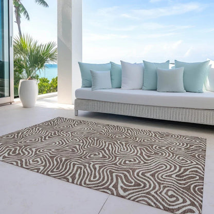 Raya Brown Washable Indoor-Outdoor Rug-Outdoor Rugs-LOOMLAN Rugs-LOOMLAN
