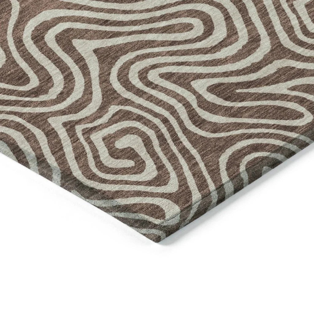 Raya Brown Washable Indoor-Outdoor Rug-Outdoor Rugs-LOOMLAN Rugs-LOOMLAN
