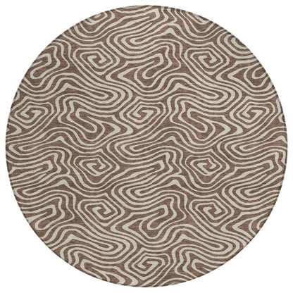 Raya Brown Washable Indoor-Outdoor Rug-Outdoor Rugs-LOOMLAN Rugs-8' x 8'-LOOMLAN