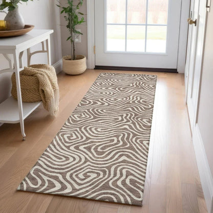 Raya Brown Washable Indoor-Outdoor Rug-Outdoor Rugs-LOOMLAN Rugs-LOOMLAN