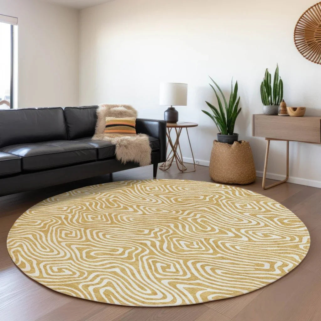 Raya Gold Washable Indoor-Outdoor Rug-Outdoor Rugs-LOOMLAN Rugs-LOOMLAN