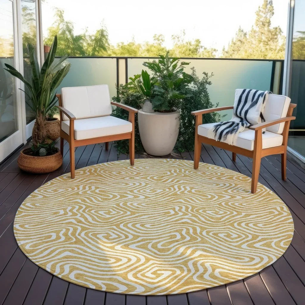 Raya Gold Washable Indoor-Outdoor Rug-Outdoor Rugs-LOOMLAN Rugs-LOOMLAN