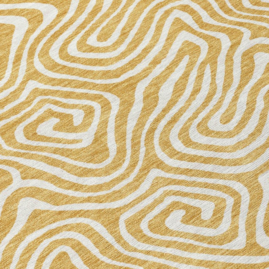 Raya Gold Washable Indoor-Outdoor Rug-Outdoor Rugs-LOOMLAN Rugs-LOOMLAN