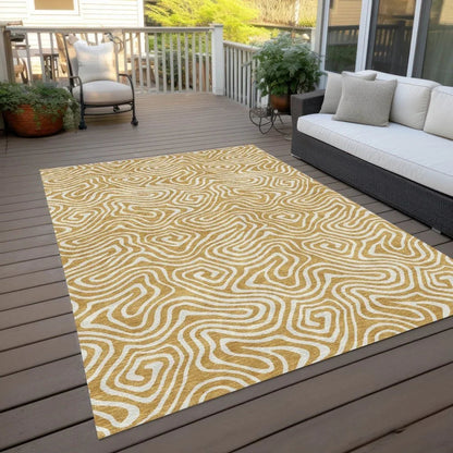 Raya Gold Washable Indoor-Outdoor Rug-Outdoor Rugs-LOOMLAN Rugs-LOOMLAN