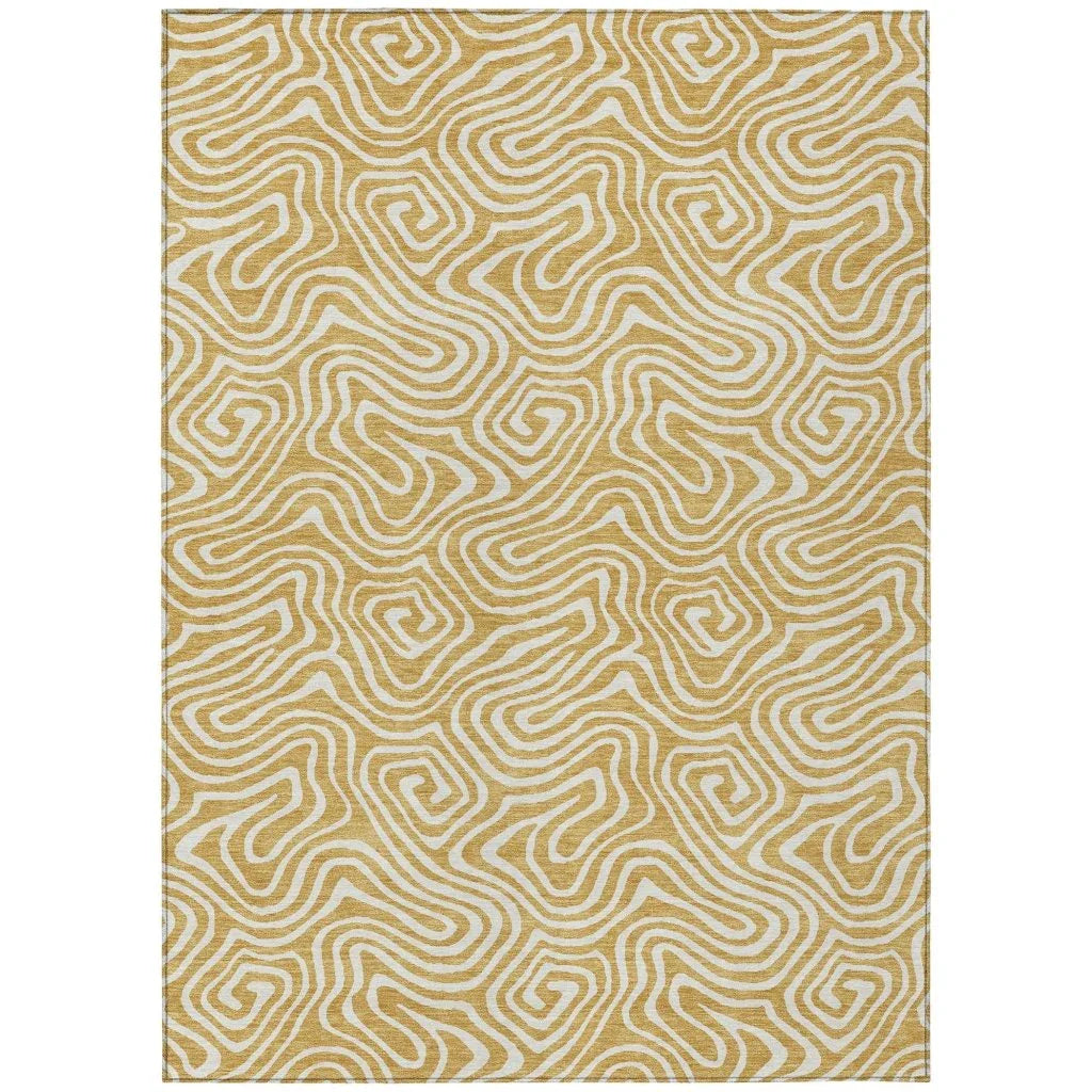 Raya Gold Washable Indoor-Outdoor Rug-Outdoor Rugs-LOOMLAN Rugs-2'6" x 3'10"-LOOMLAN