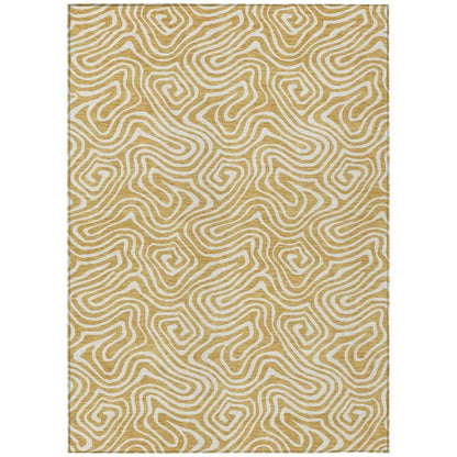 Raya Gold Washable Indoor-Outdoor Rug-Outdoor Rugs-LOOMLAN Rugs-2'6" x 3'10"-LOOMLAN