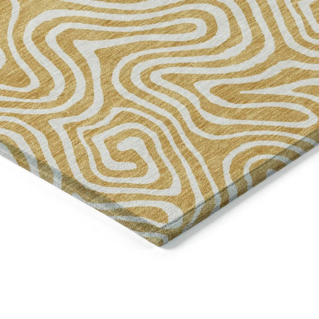 Raya Gold Washable Indoor-Outdoor Rug-Outdoor Rugs-LOOMLAN Rugs-LOOMLAN
