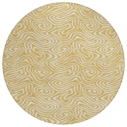 Raya Gold Washable Indoor-Outdoor Rug-Outdoor Rugs-LOOMLAN Rugs-8' x 8'-LOOMLAN