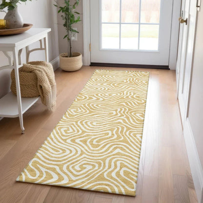 Raya Gold Washable Indoor-Outdoor Rug-Outdoor Rugs-LOOMLAN Rugs-LOOMLAN