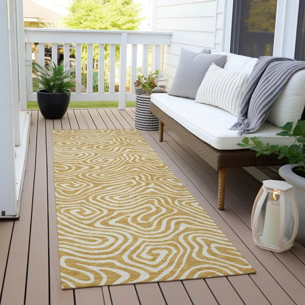 Raya Gold Washable Indoor-Outdoor Rug-Outdoor Rugs-LOOMLAN Rugs-LOOMLAN