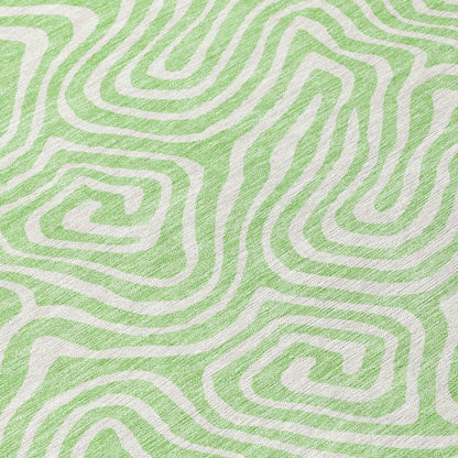 Raya Green Washable Indoor-Outdoor Rug-Outdoor Rugs-LOOMLAN Rugs-LOOMLAN