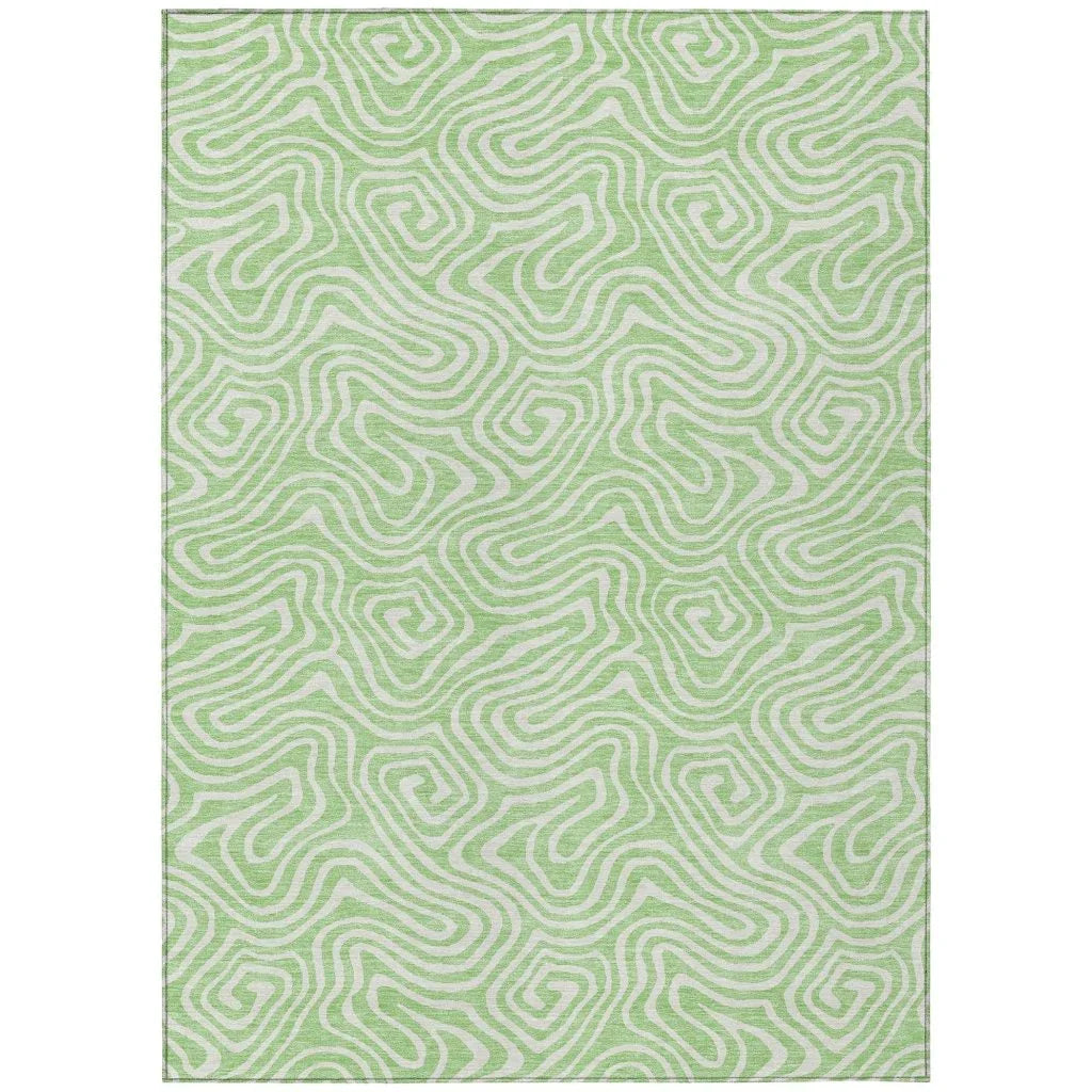 Raya Green Washable Indoor-Outdoor Rug-Outdoor Rugs-LOOMLAN Rugs-2'6" x 3'10"-LOOMLAN