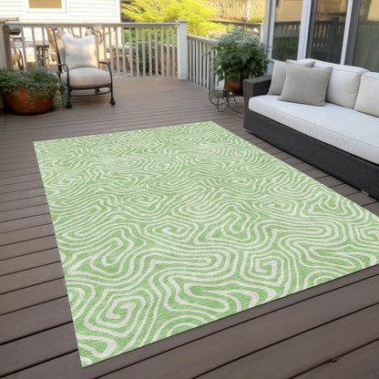 Raya Green Washable Indoor-Outdoor Rug-Outdoor Rugs-LOOMLAN Rugs-LOOMLAN