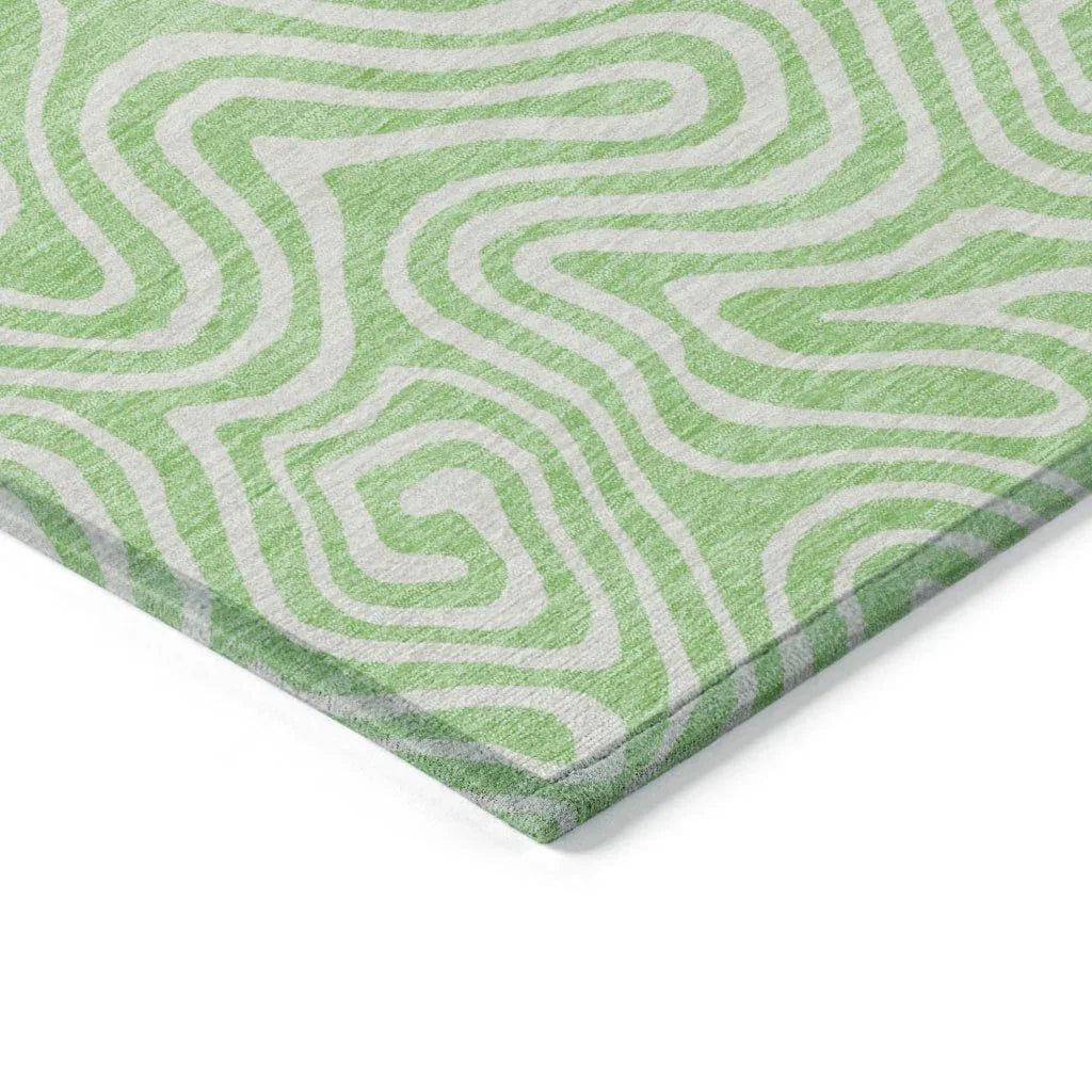 Raya Green Washable Indoor-Outdoor Rug-Outdoor Rugs-LOOMLAN Rugs-LOOMLAN