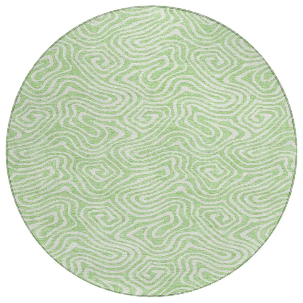 Raya Green Washable Indoor-Outdoor Rug-Outdoor Rugs-LOOMLAN Rugs-8' x 8'-LOOMLAN