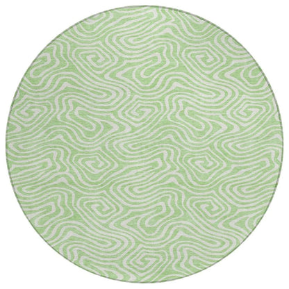 Raya Green Washable Indoor-Outdoor Rug-Outdoor Rugs-LOOMLAN Rugs-8' x 8'-LOOMLAN