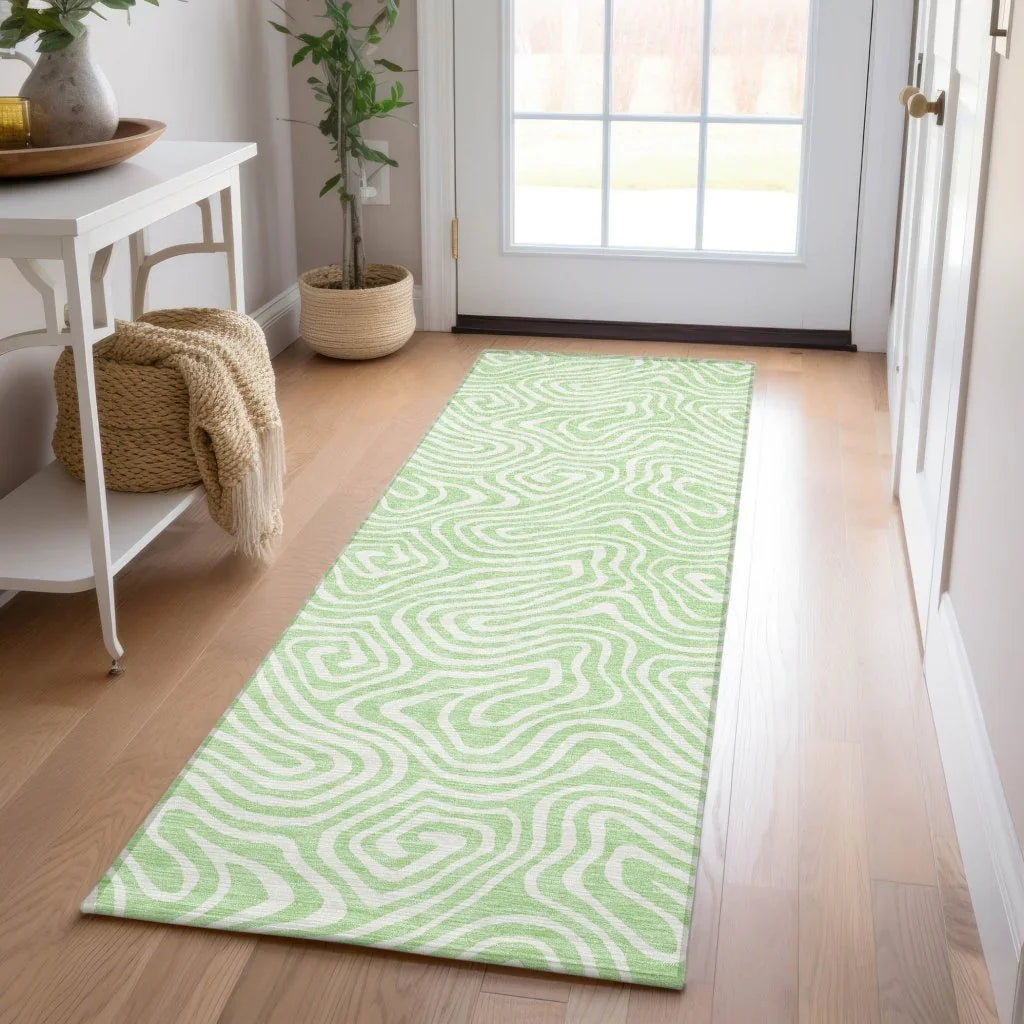 Raya Green Washable Indoor-Outdoor Rug-Outdoor Rugs-LOOMLAN Rugs-LOOMLAN