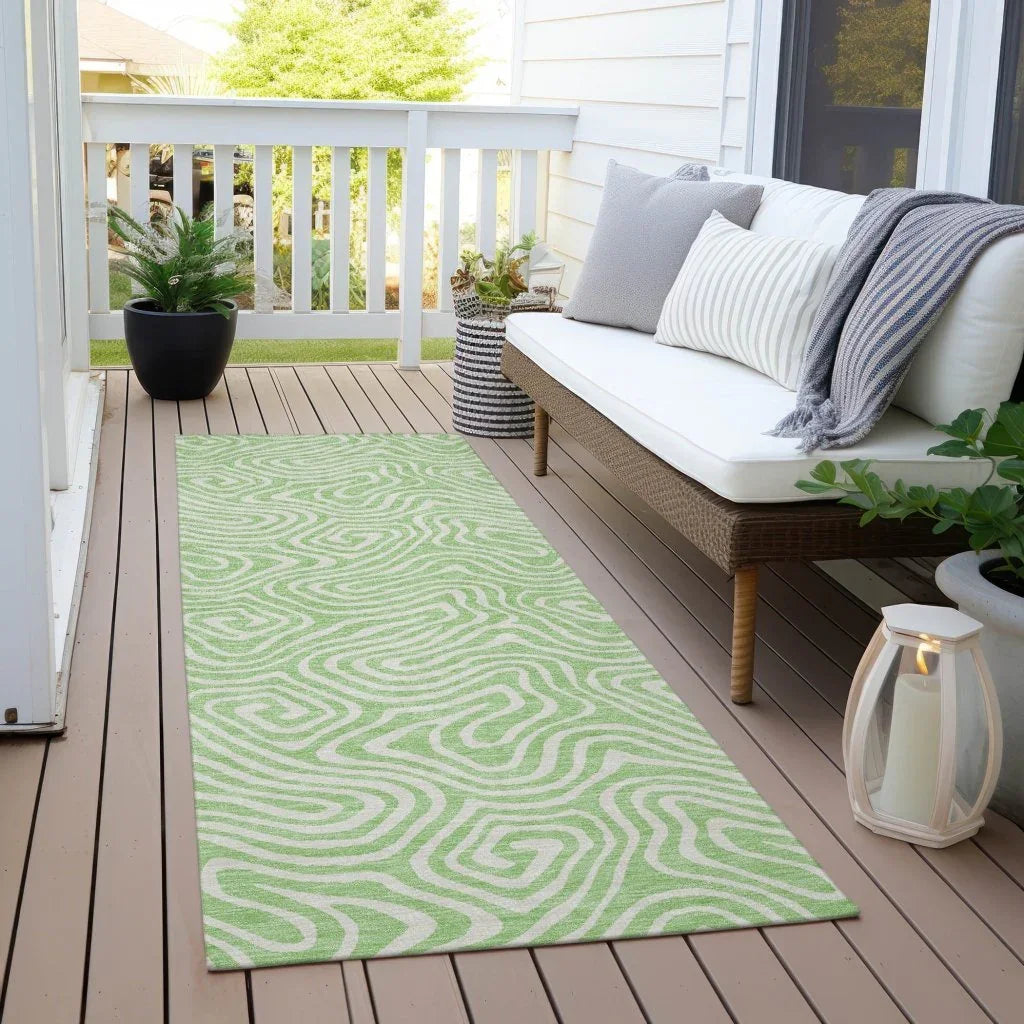 Raya Green Washable Indoor-Outdoor Rug-Outdoor Rugs-LOOMLAN Rugs-LOOMLAN
