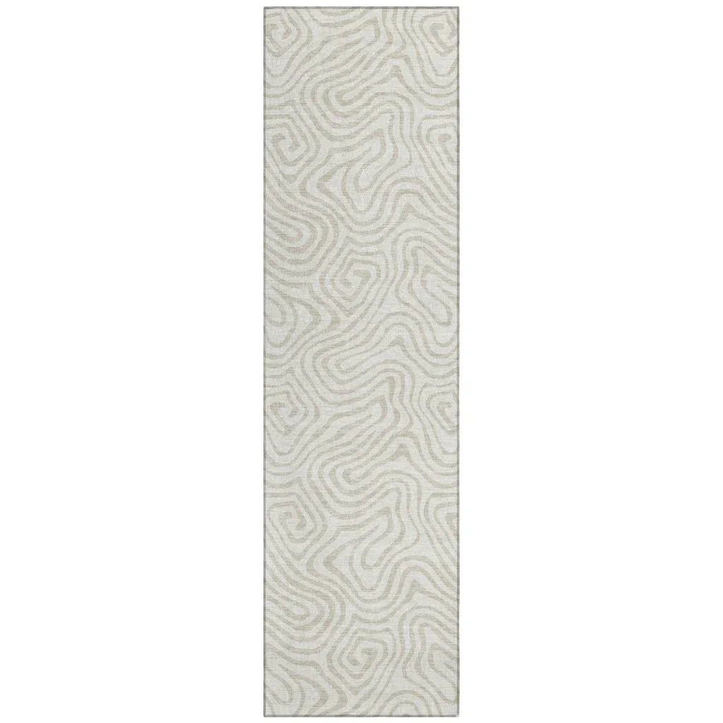 Raya Ivory Washable Indoor-Outdoor Rug-Outdoor Rugs-LOOMLAN Rugs-2'3" x 7'6"-LOOMLAN
