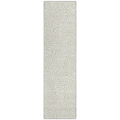 Raya Ivory Washable Indoor-Outdoor Rug-Outdoor Rugs-LOOMLAN Rugs-2'3" x 7'6"-LOOMLAN