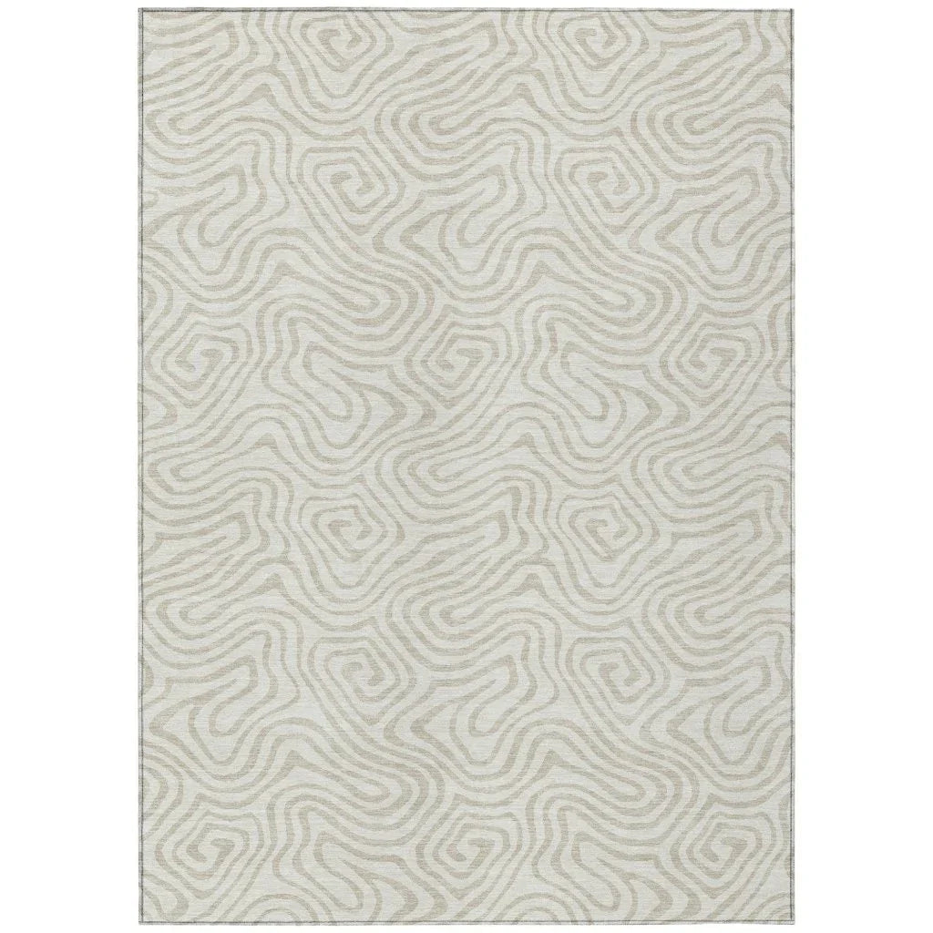 Raya Ivory Washable Indoor-Outdoor Rug-Outdoor Rugs-LOOMLAN Rugs-2'6" x 3'10"-LOOMLAN