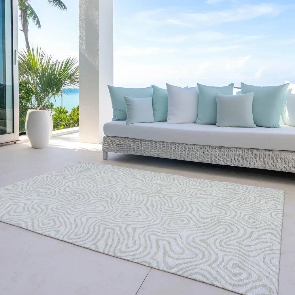 Raya Ivory Washable Indoor-Outdoor Rug-Outdoor Rugs-LOOMLAN Rugs-LOOMLAN