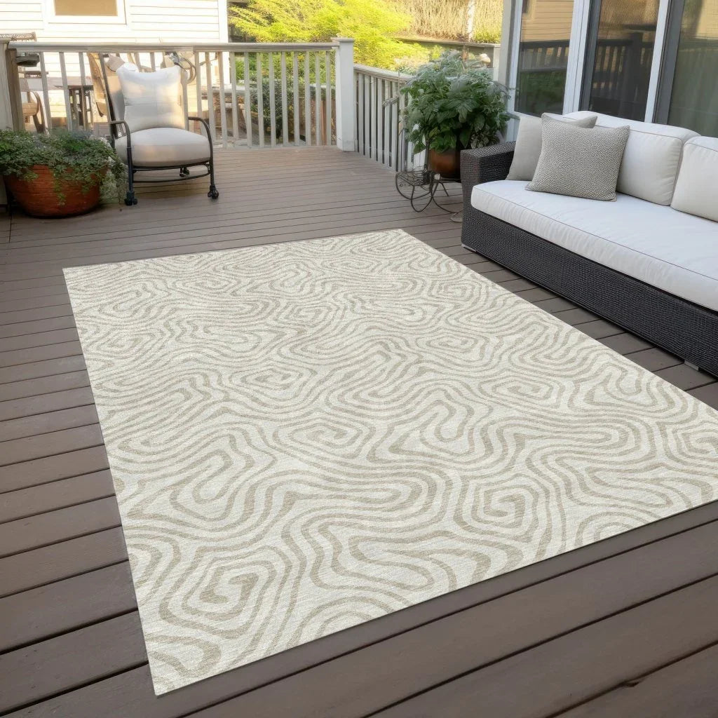 Raya Ivory Washable Indoor-Outdoor Rug-Outdoor Rugs-LOOMLAN Rugs-LOOMLAN