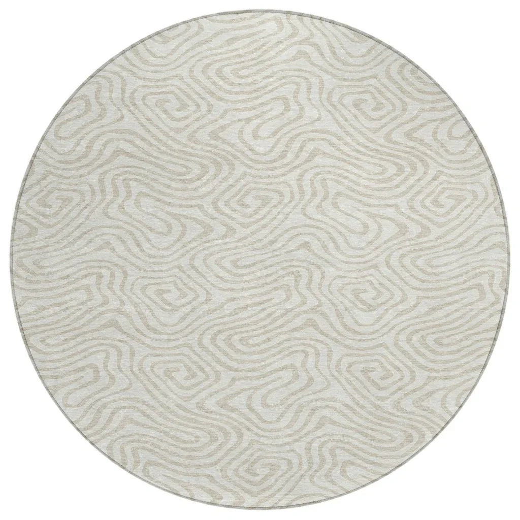Raya Ivory Washable Indoor-Outdoor Rug-Outdoor Rugs-LOOMLAN Rugs-8' x 8'-LOOMLAN