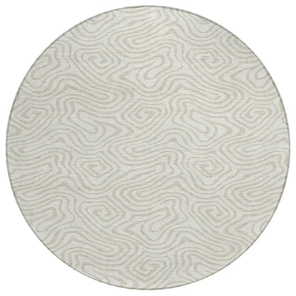 Raya Ivory Washable Indoor-Outdoor Rug-Outdoor Rugs-LOOMLAN Rugs-8' x 8'-LOOMLAN