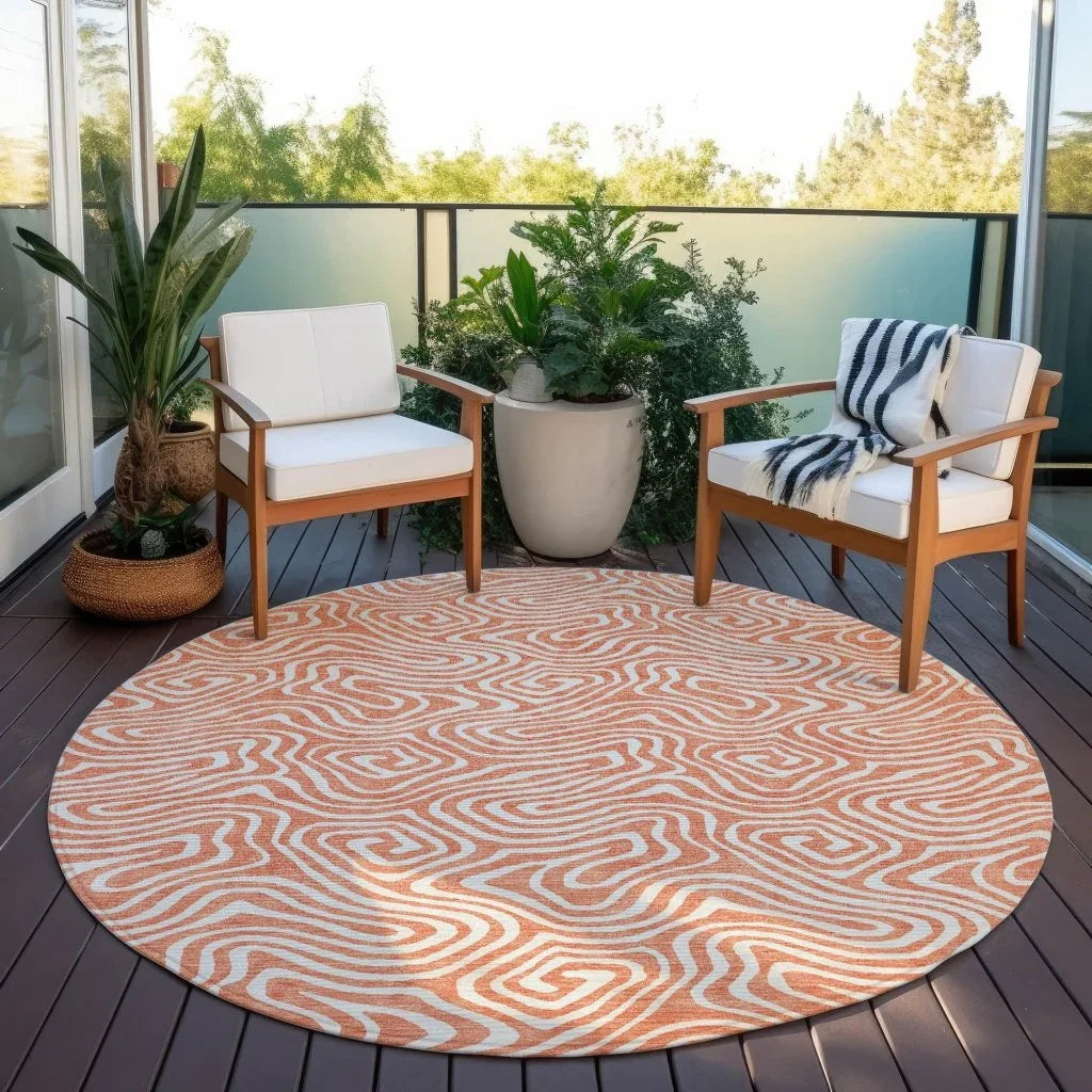 Raya Orange Washable Indoor-Outdoor Rug-Outdoor Rugs-LOOMLAN Rugs-LOOMLAN