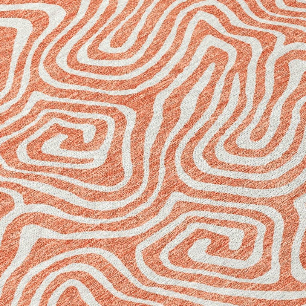 Raya Orange Washable Indoor-Outdoor Rug-Outdoor Rugs-LOOMLAN Rugs-LOOMLAN