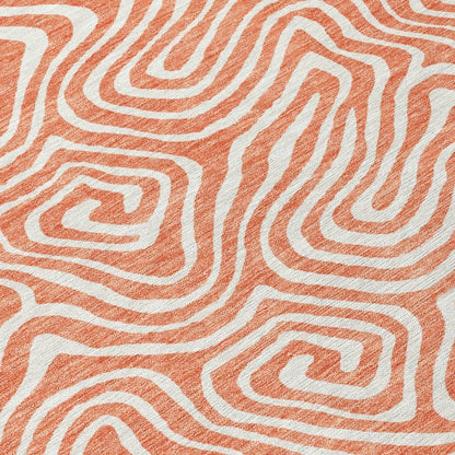 Raya Orange Washable Indoor-Outdoor Rug-Outdoor Rugs-LOOMLAN Rugs-LOOMLAN