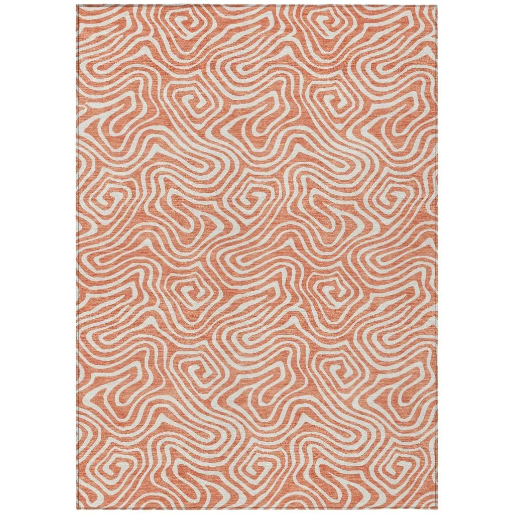 Raya Orange Washable Indoor-Outdoor Rug-Outdoor Rugs-LOOMLAN Rugs-2'6" x 3'10"-LOOMLAN