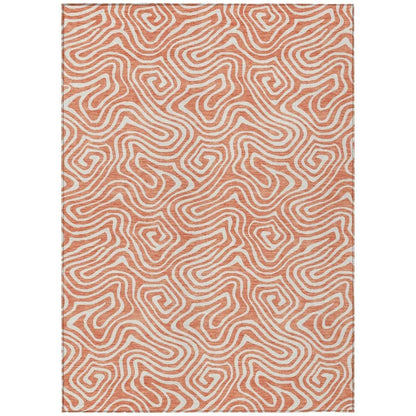 Raya Orange Washable Indoor-Outdoor Rug-Outdoor Rugs-LOOMLAN Rugs-2'6" x 3'10"-LOOMLAN