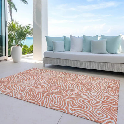 Raya Orange Washable Indoor-Outdoor Rug-Outdoor Rugs-LOOMLAN Rugs-LOOMLAN