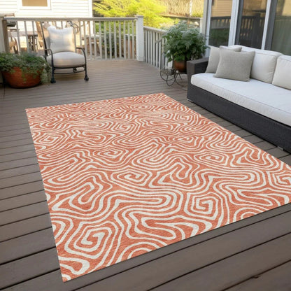 Raya Orange Washable Indoor-Outdoor Rug-Outdoor Rugs-LOOMLAN Rugs-LOOMLAN
