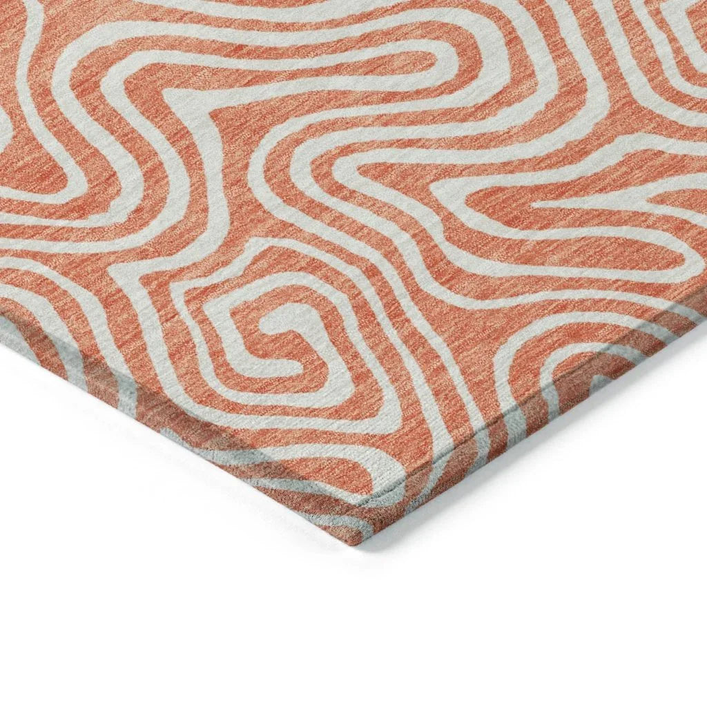 Raya Orange Washable Indoor-Outdoor Rug-Outdoor Rugs-LOOMLAN Rugs-LOOMLAN