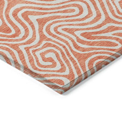 Raya Orange Washable Indoor-Outdoor Rug-Outdoor Rugs-LOOMLAN Rugs-LOOMLAN