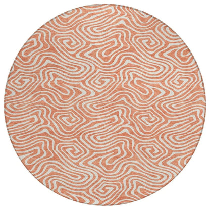 Raya Orange Washable Indoor-Outdoor Rug-Outdoor Rugs-LOOMLAN Rugs-8' x 8'-LOOMLAN