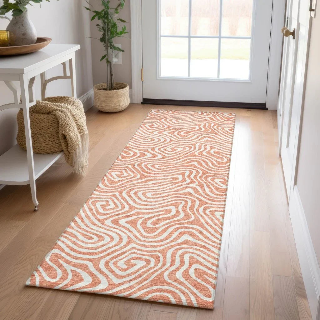 Raya Orange Washable Indoor-Outdoor Rug-Outdoor Rugs-LOOMLAN Rugs-LOOMLAN