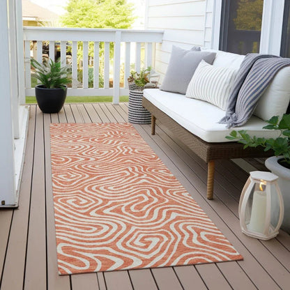 Raya Orange Washable Indoor-Outdoor Rug-Outdoor Rugs-LOOMLAN Rugs-LOOMLAN
