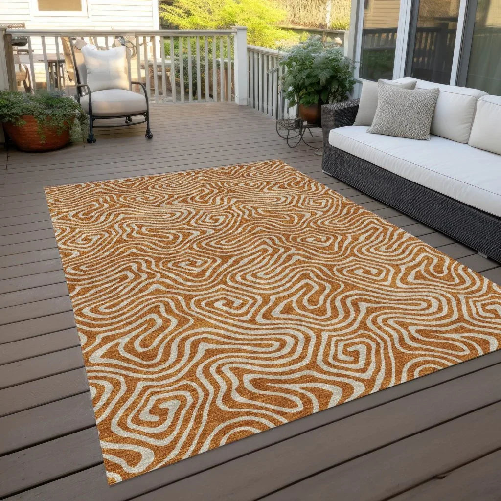 Raya Paprika Washable Indoor-Outdoor Rug-Outdoor Rugs-LOOMLAN Rugs-LOOMLAN