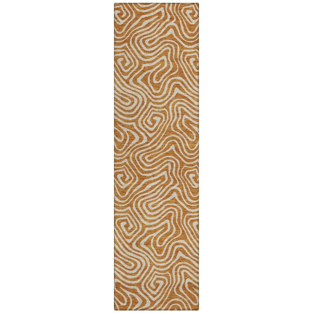 Raya Paprika Washable Indoor-Outdoor Rug-Outdoor Rugs-LOOMLAN Rugs-2'3" x 7'6"-LOOMLAN